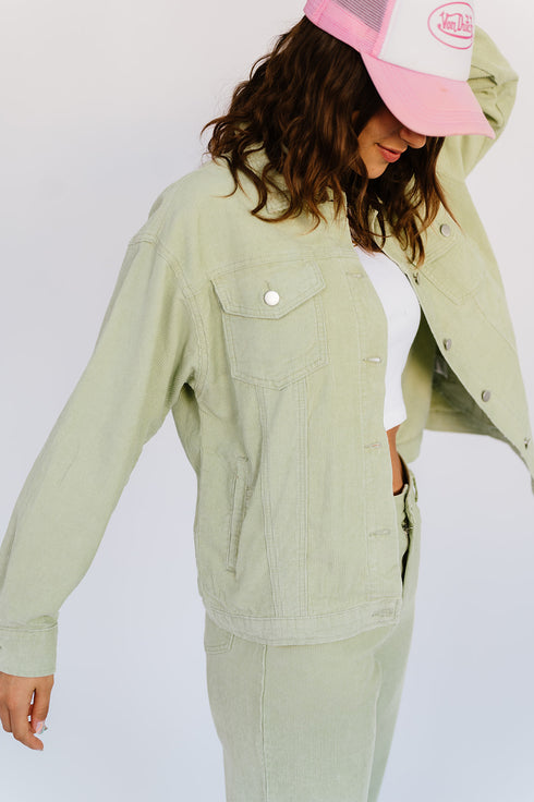Sweet Emotion Corduroy Jacket// Sage
